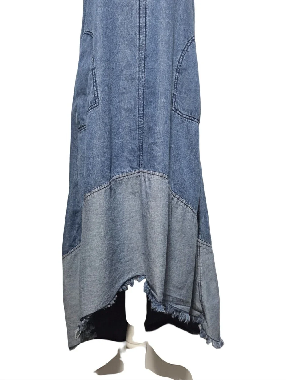 ROPER Dress Womens Medium Blue Chambray High Low Maxi Sleeveless Western Rodeo - Picture 3 of 9